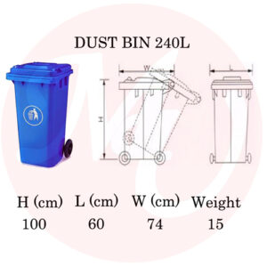 Size Chart tempat sampah 240 liter